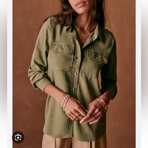 Sezane Khaki Cotton Long Sleeve Shirt